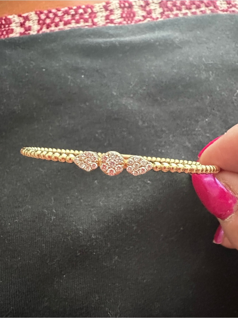 Diamond triple cluster bead bracelet